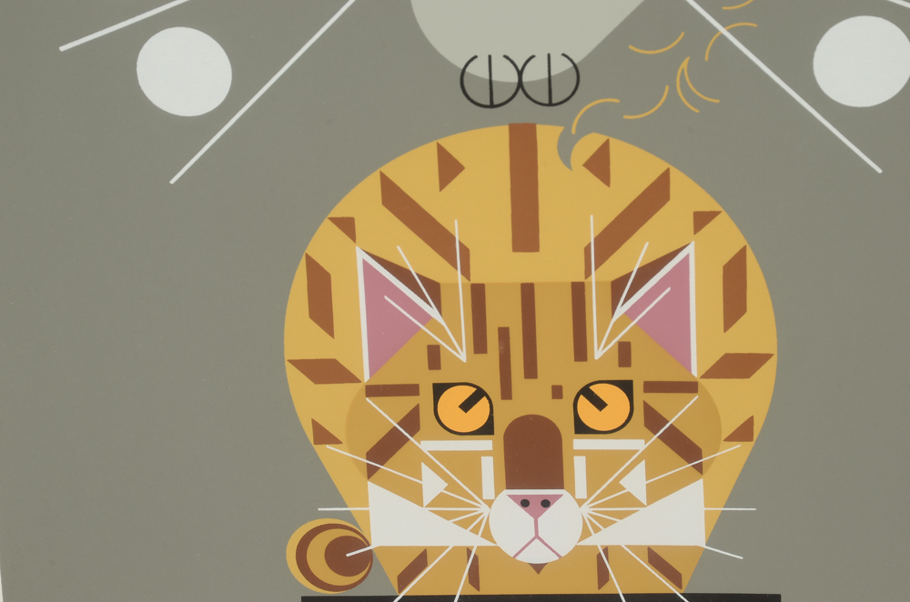 Charley Harper Signed 1977 Limited Edition Serigraph "Catnip"