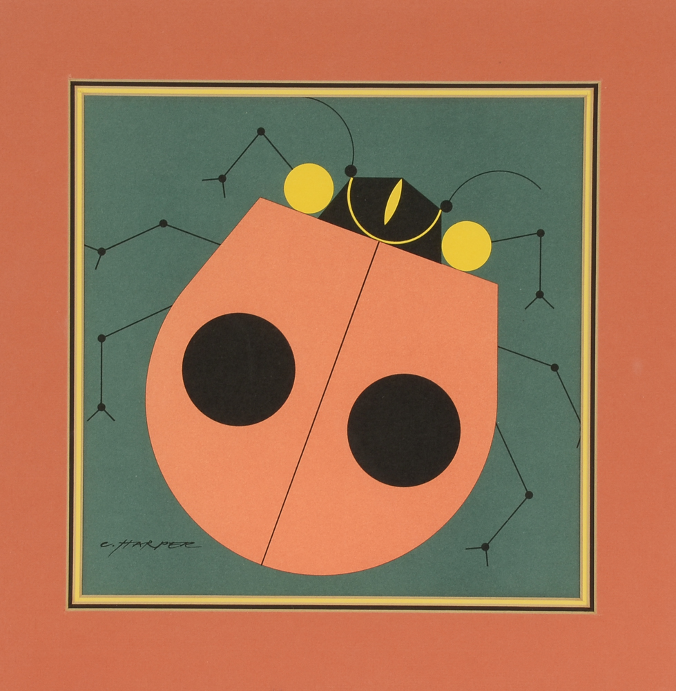 Charley Harper 1972 Color Lithograph "Ladybug"