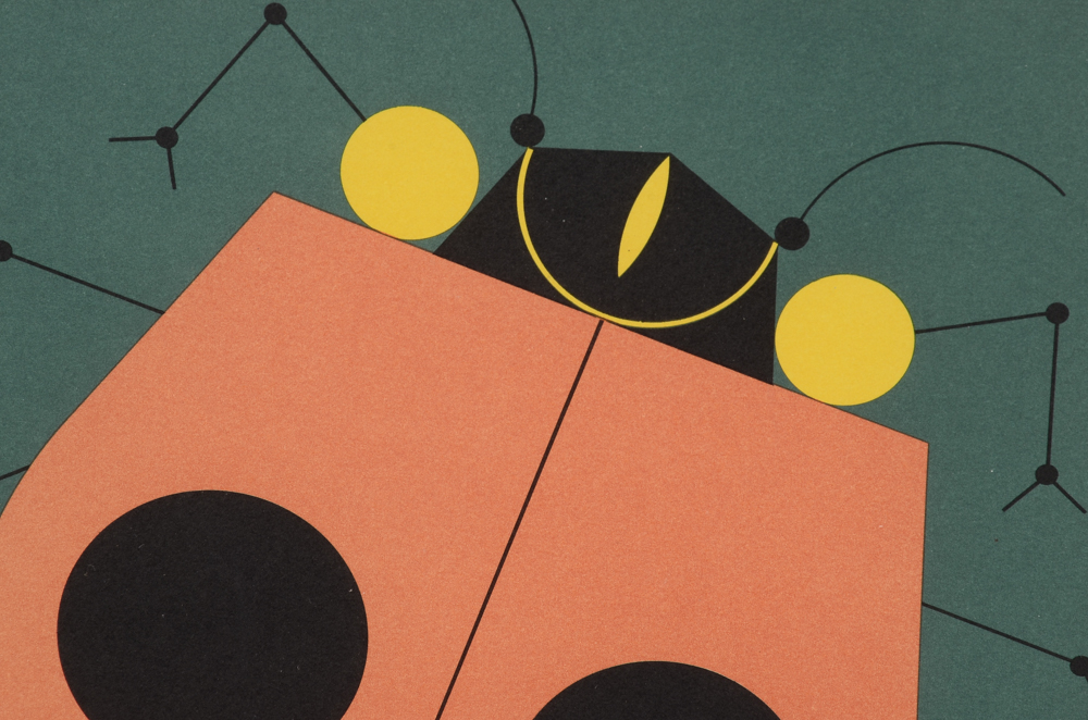Charley Harper 1972 Color Lithograph "Ladybug"