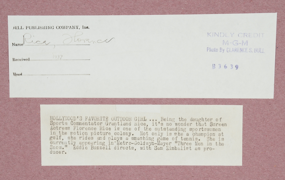 Photographic Print of Clarence Bull Portrait of Florence Rice