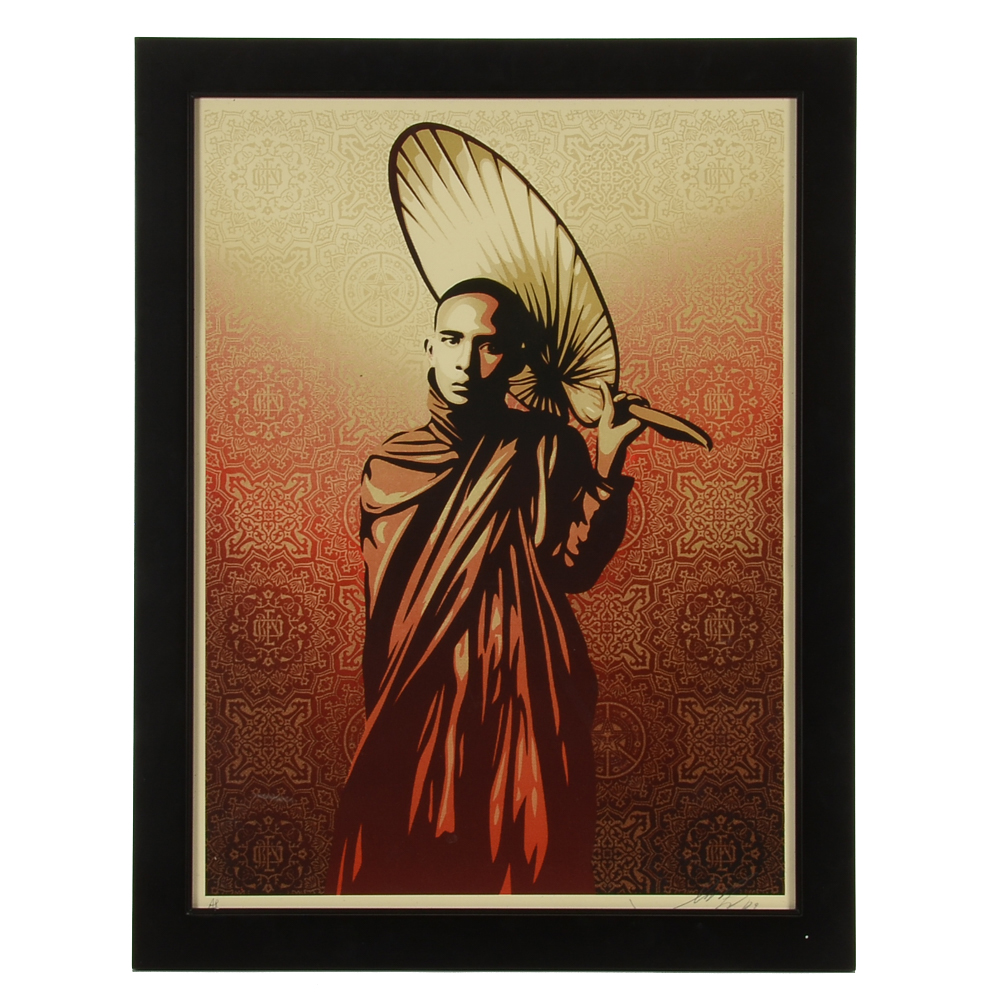 Shepard Fairey Signed 2009 Artist's Proof Serigraph "Burmese Monk"
