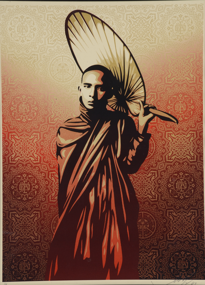 Shepard Fairey Signed 2009 Artist's Proof Serigraph "Burmese Monk"