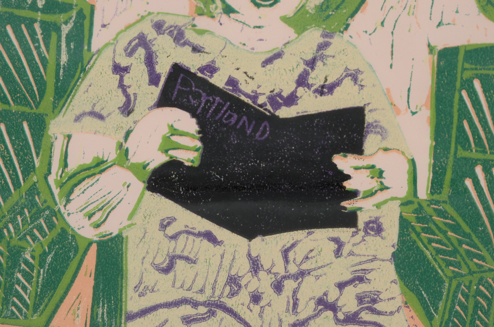 D. Frederick Original 1988 Color Linocut Print "Ocean Breeze Beauty Shop II"