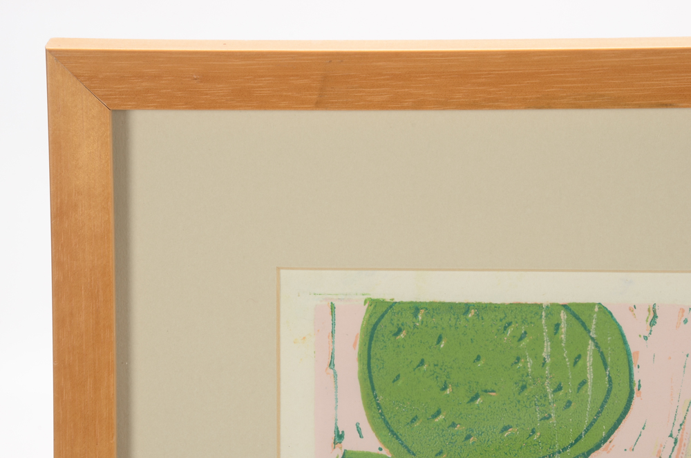 D. Frederick Original 1988 Color Linocut Print "Ocean Breeze Beauty Shop II"