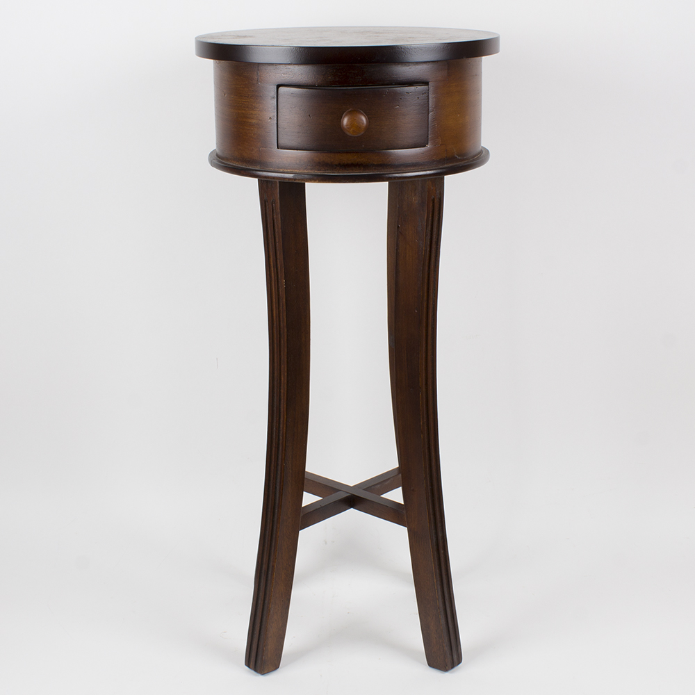 Dark Wood Round Accent Table