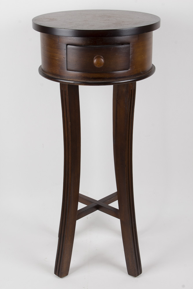 Dark Wood Round Accent Table