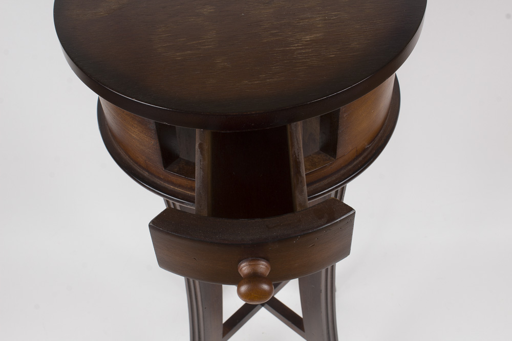 Dark Wood Round Accent Table