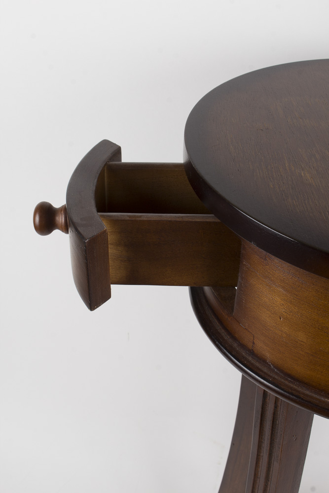 Dark Wood Round Accent Table