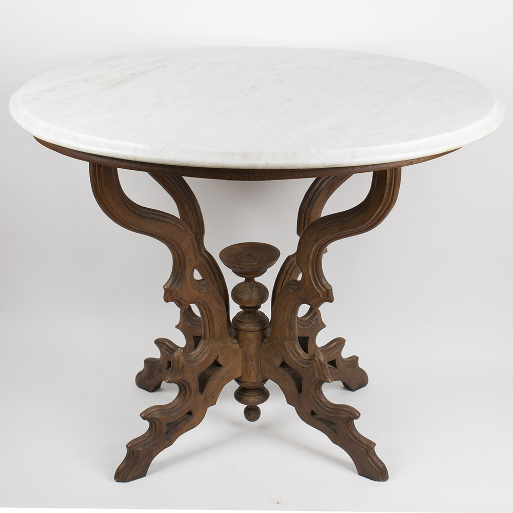Eastlake Style Marble Top Accent Table