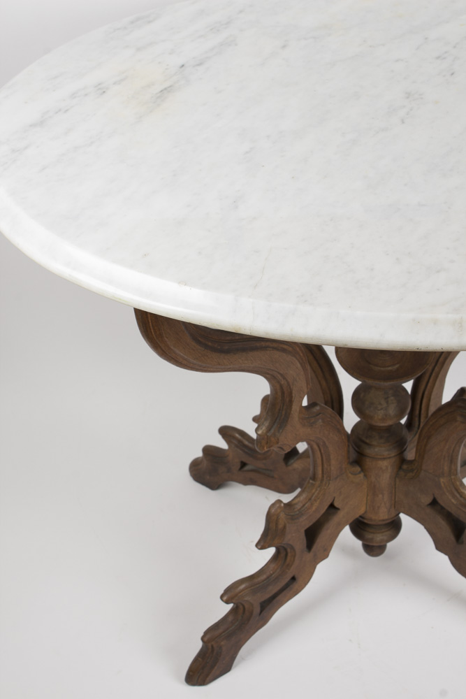 Eastlake Style Marble Top Accent Table