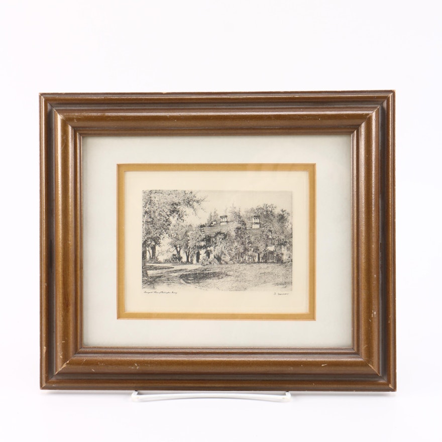 G. Mercer Engraving on Paper "Sunnyside - Home of Washington Irving"