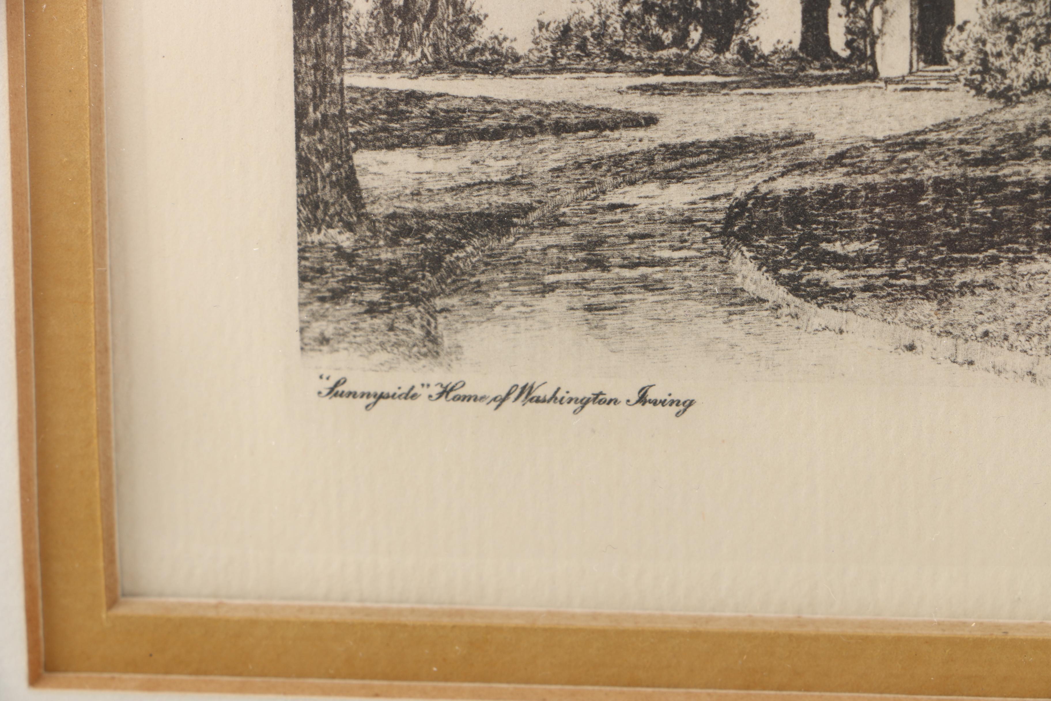 G. Mercer Engraving on Paper "Sunnyside - Home of Washington Irving"