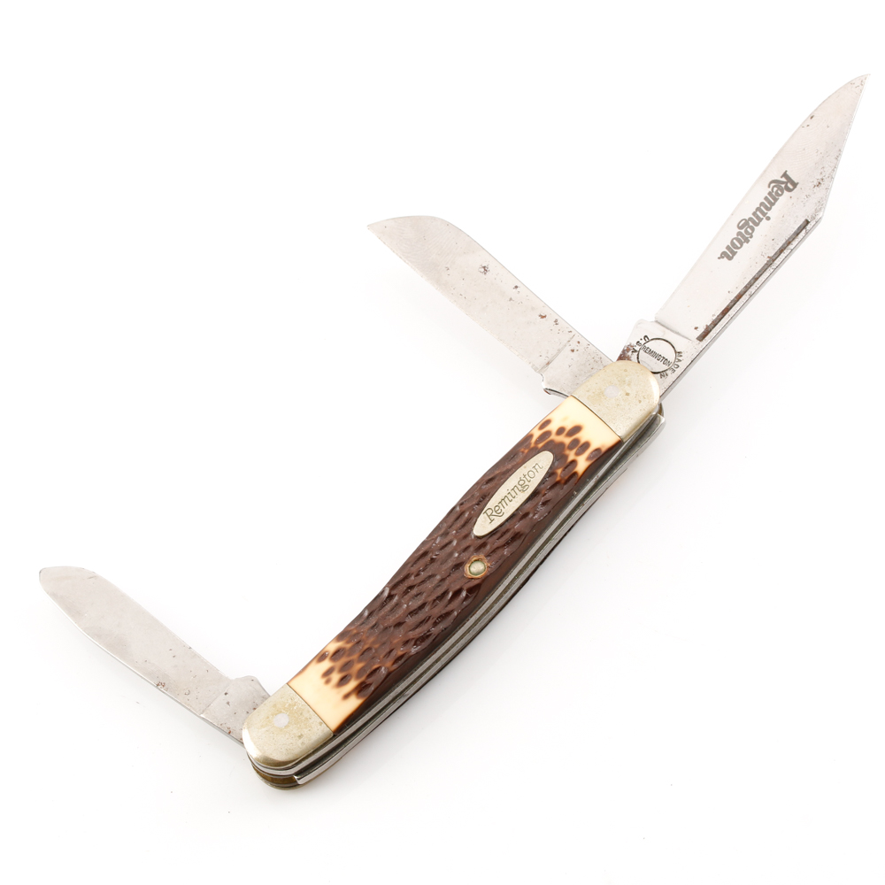 Group of 5 Various Pocket Knives Including a Remington Three Blade