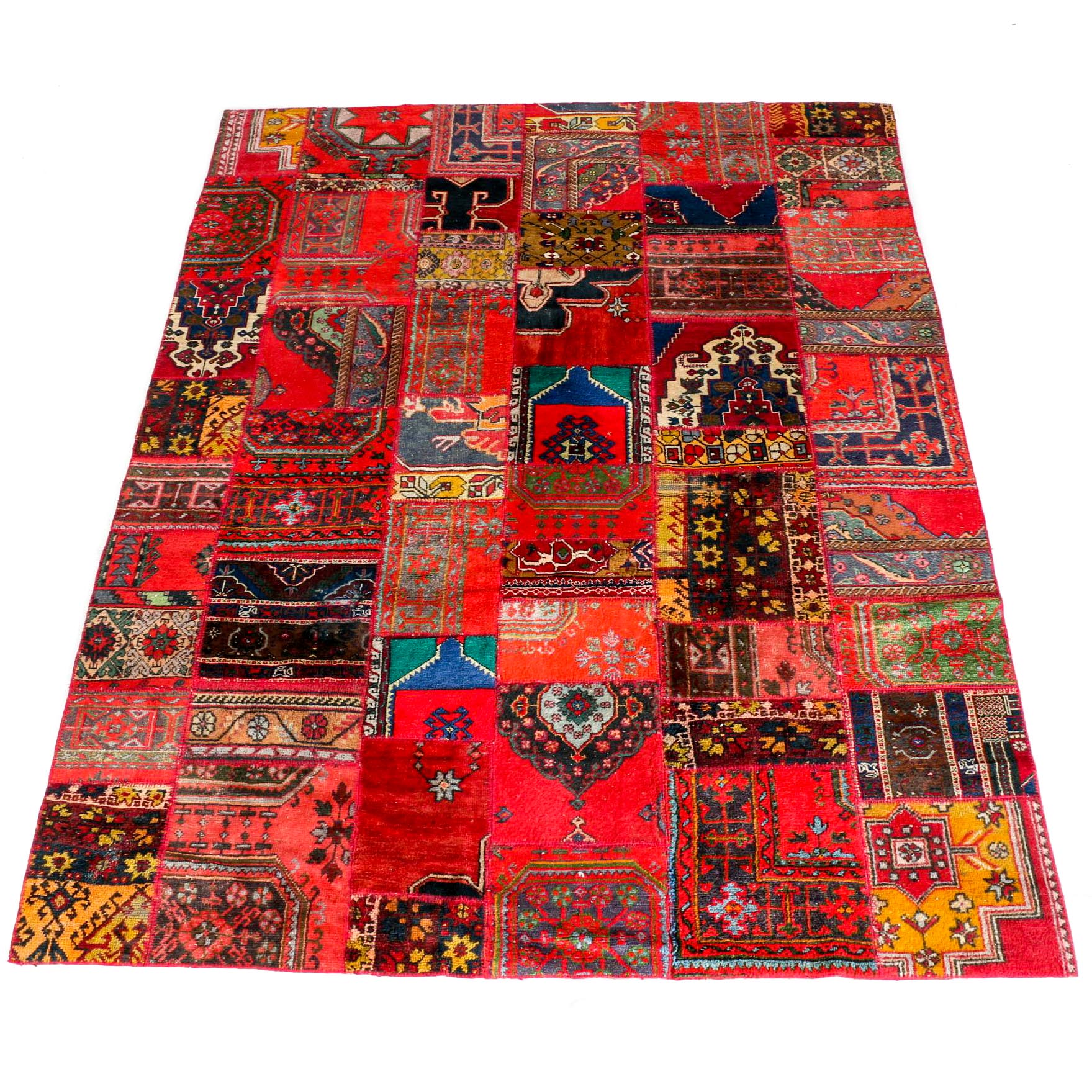 Large and Unique Handmade Vintage Turkish Patchwork Area Rug