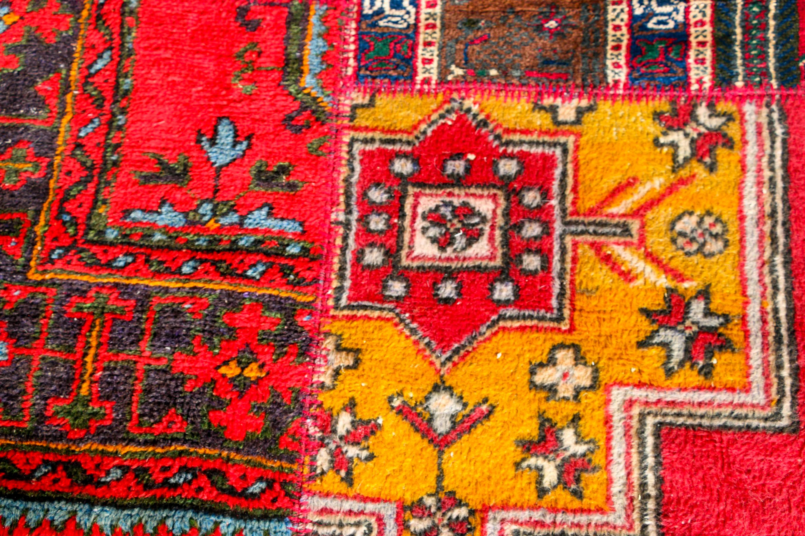 Large and Unique Handmade Vintage Turkish Patchwork Area Rug