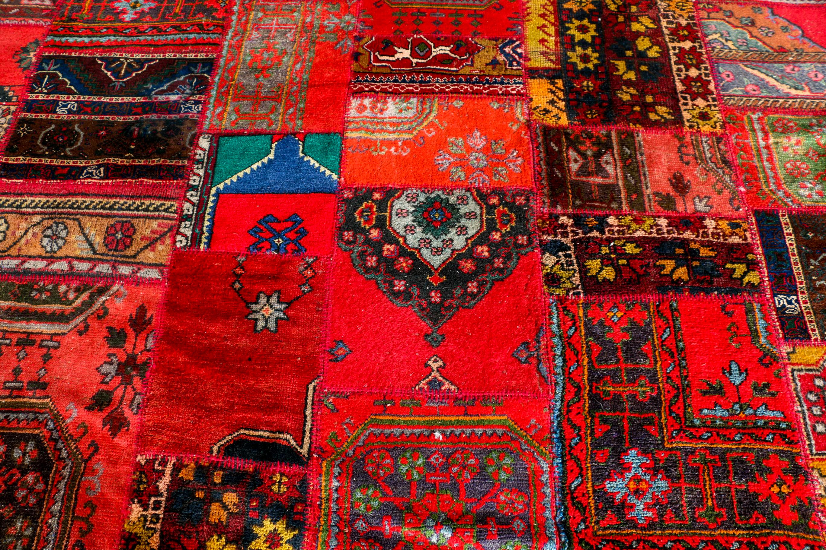 Large and Unique Handmade Vintage Turkish Patchwork Area Rug