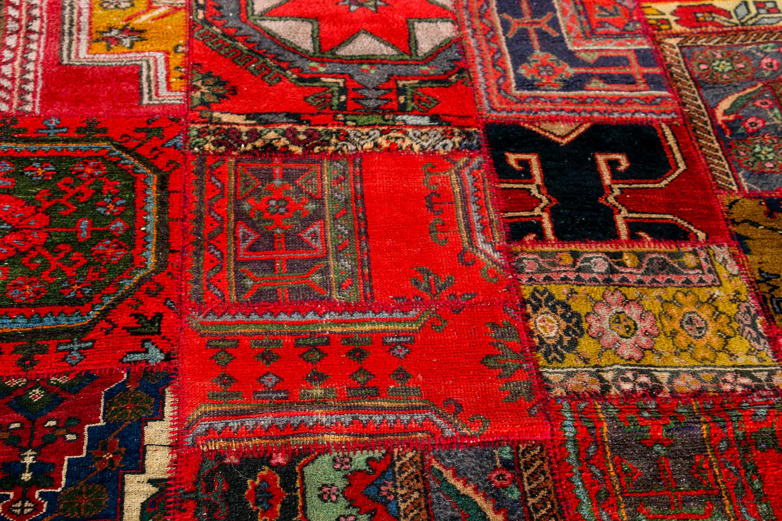 Large and Unique Handmade Vintage Turkish Patchwork Area Rug