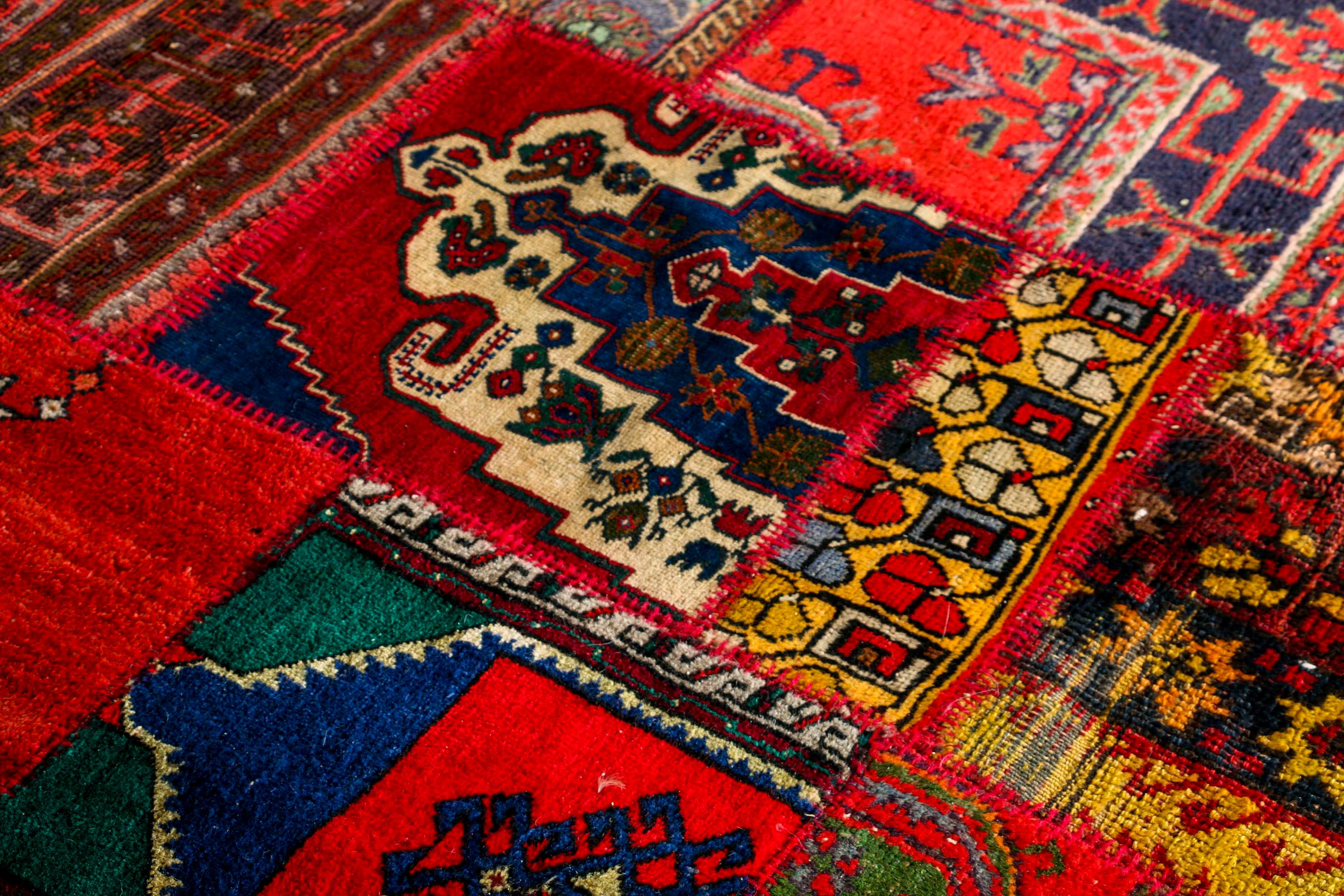 Large and Unique Handmade Vintage Turkish Patchwork Area Rug