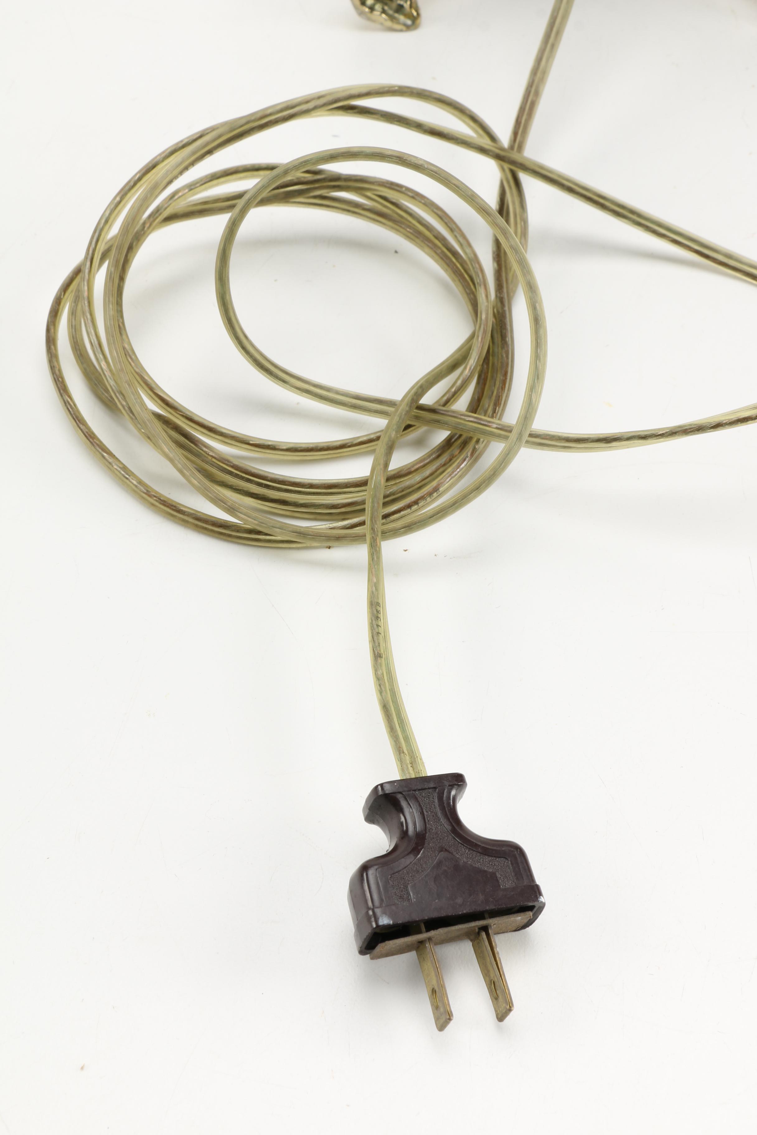 Vintage Brass Lamp With Glass Shade