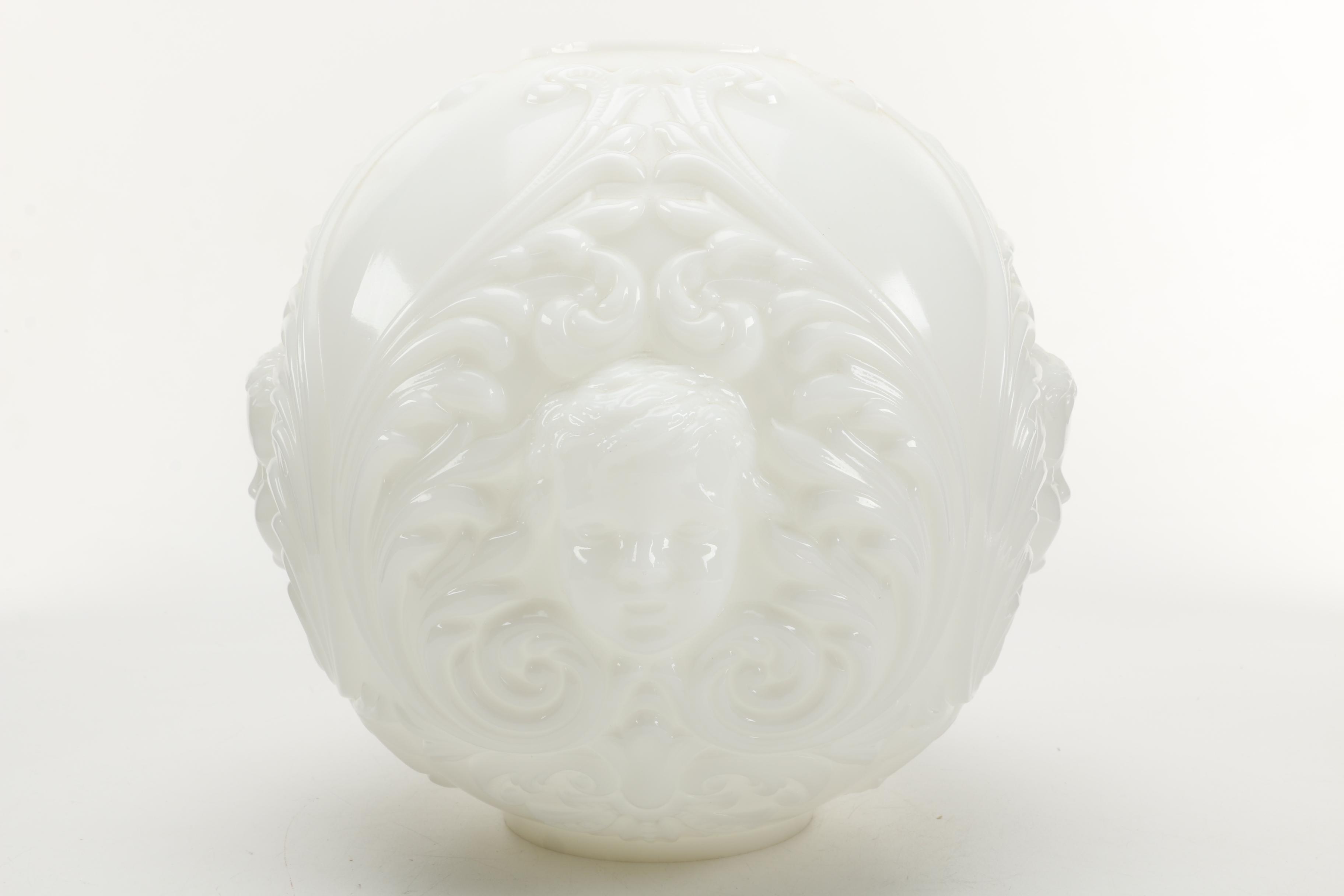 Vintage Brass Lamp With Glass Shade