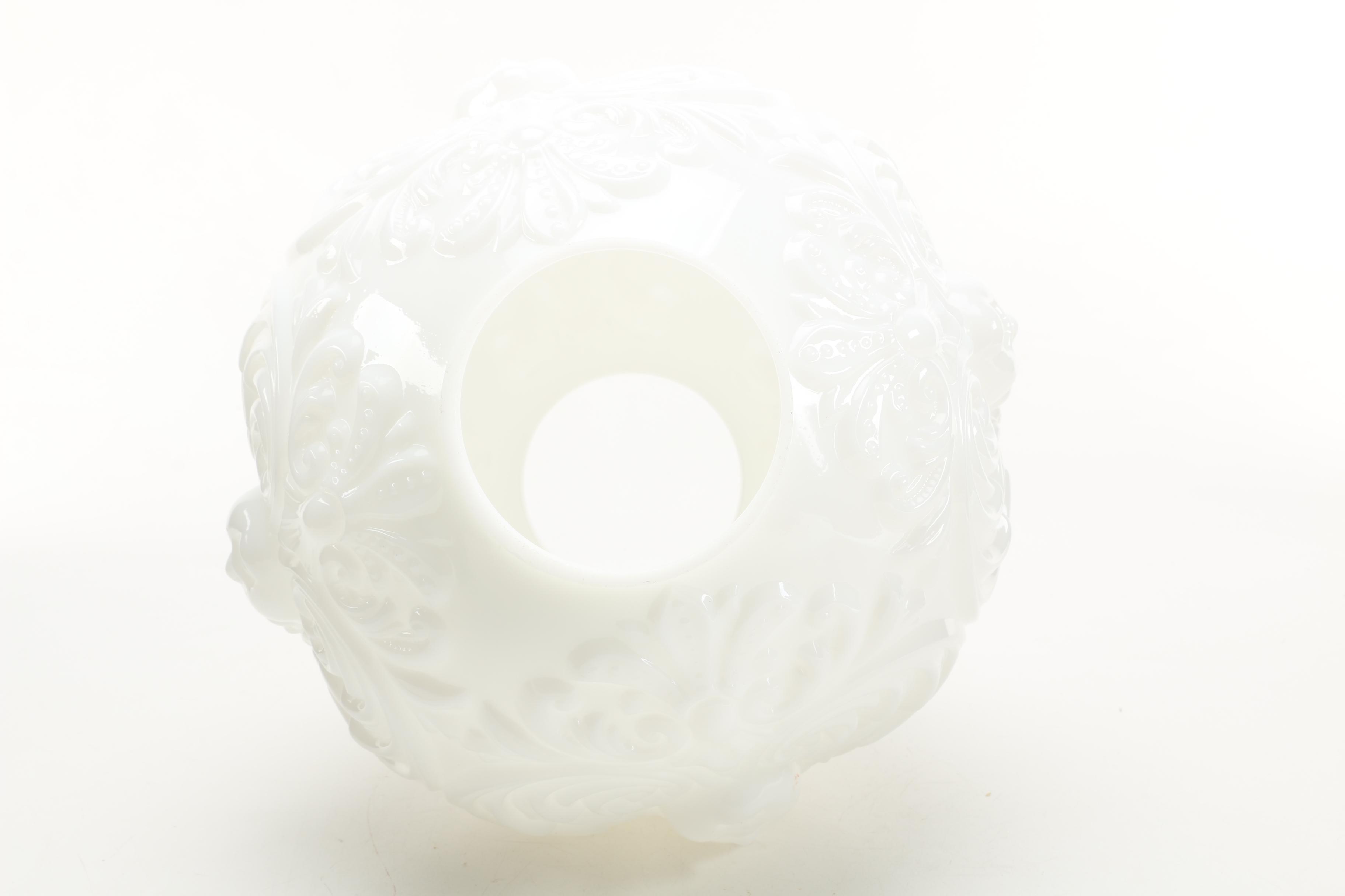 Vintage Brass Lamp With Glass Shade