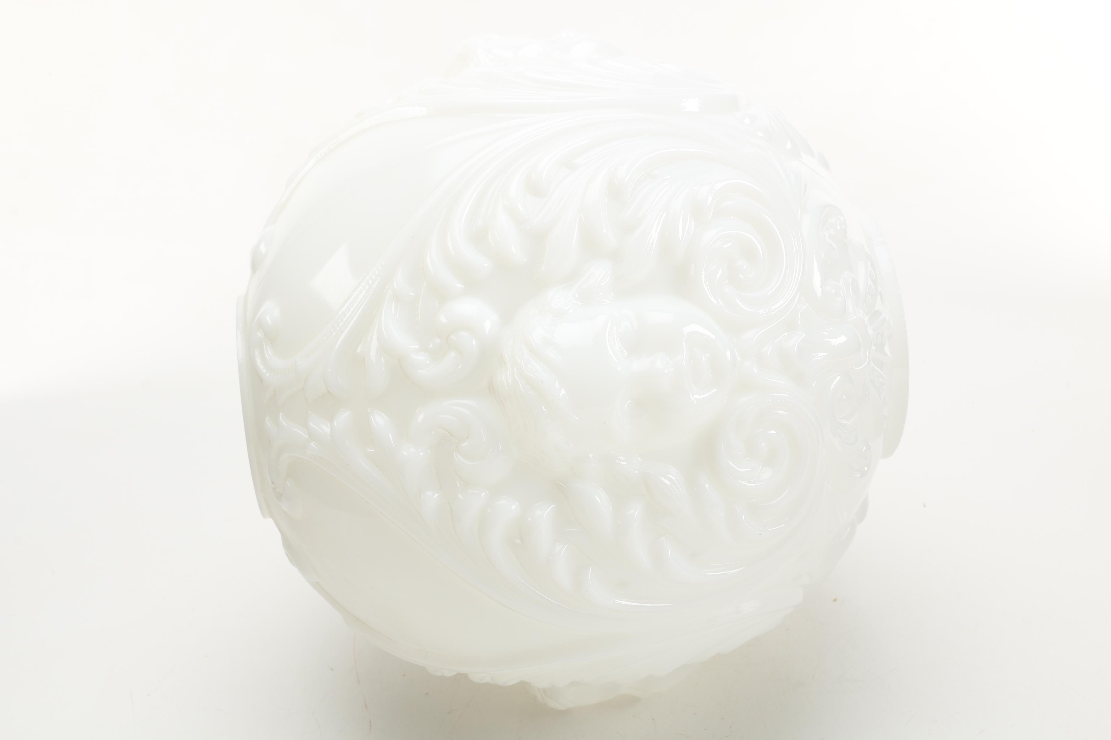 Vintage Brass Lamp With Glass Shade