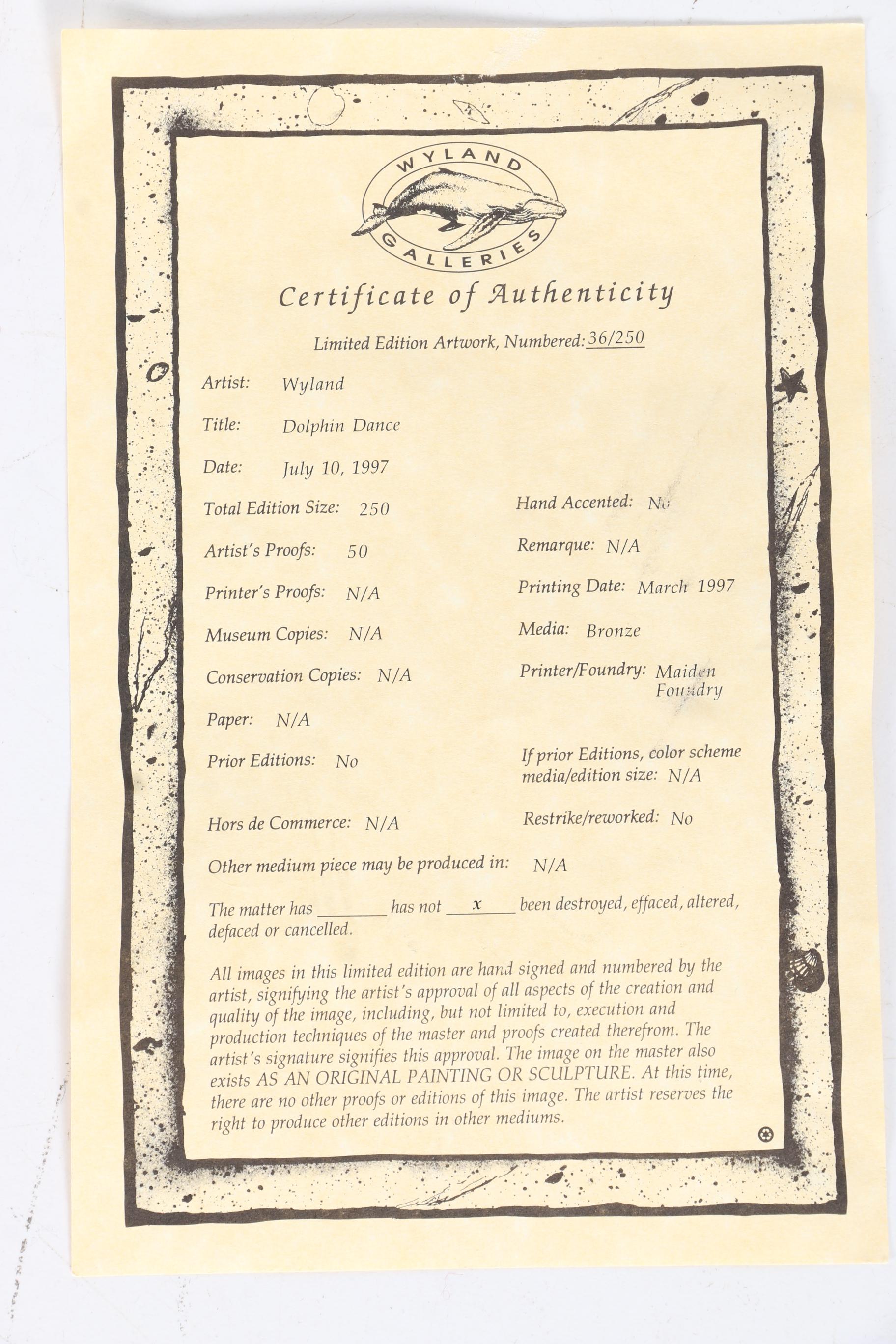 Wyland "Dolphin Dance" Limited Edition Sculpture