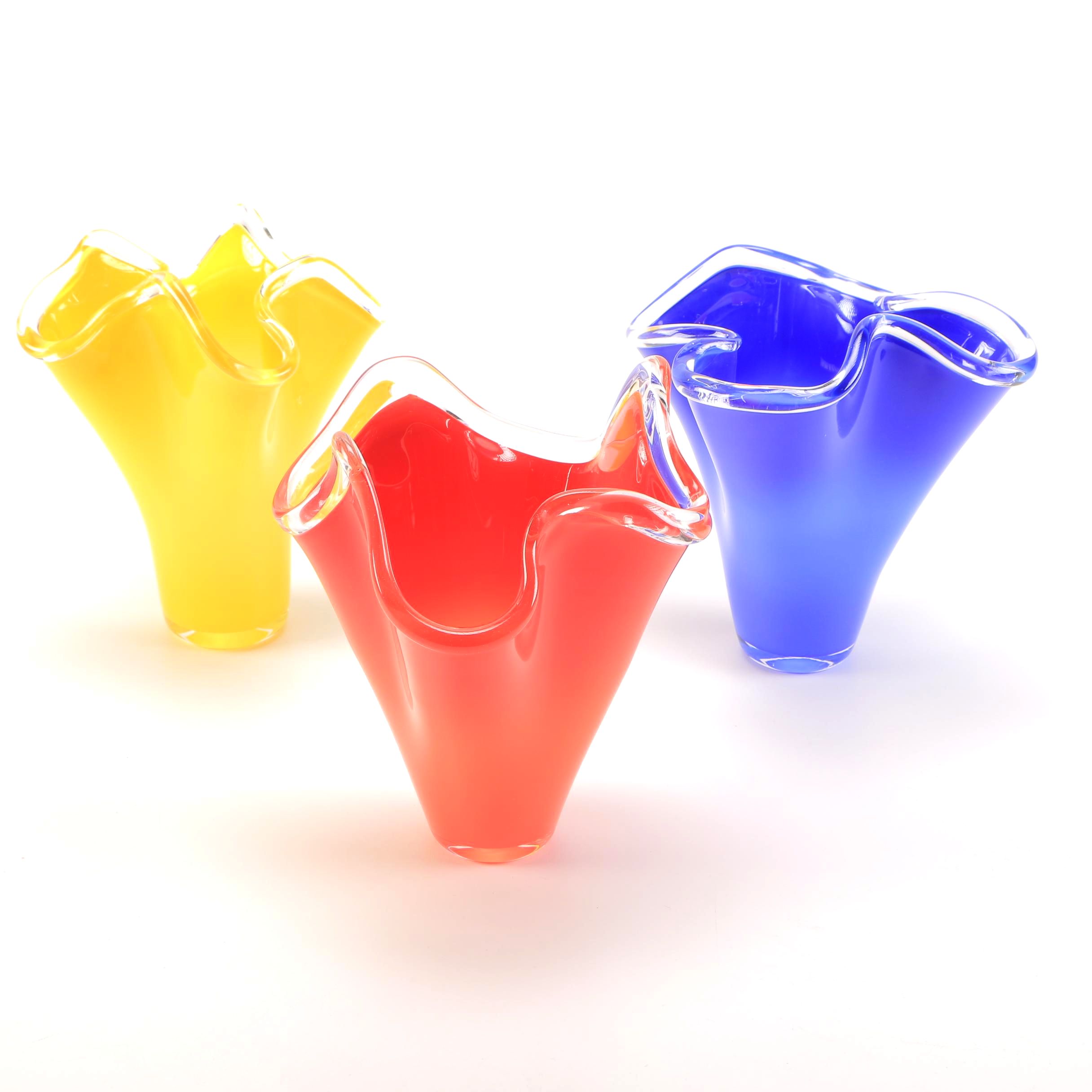 David Hershey Art Glass Handkerchief Vases