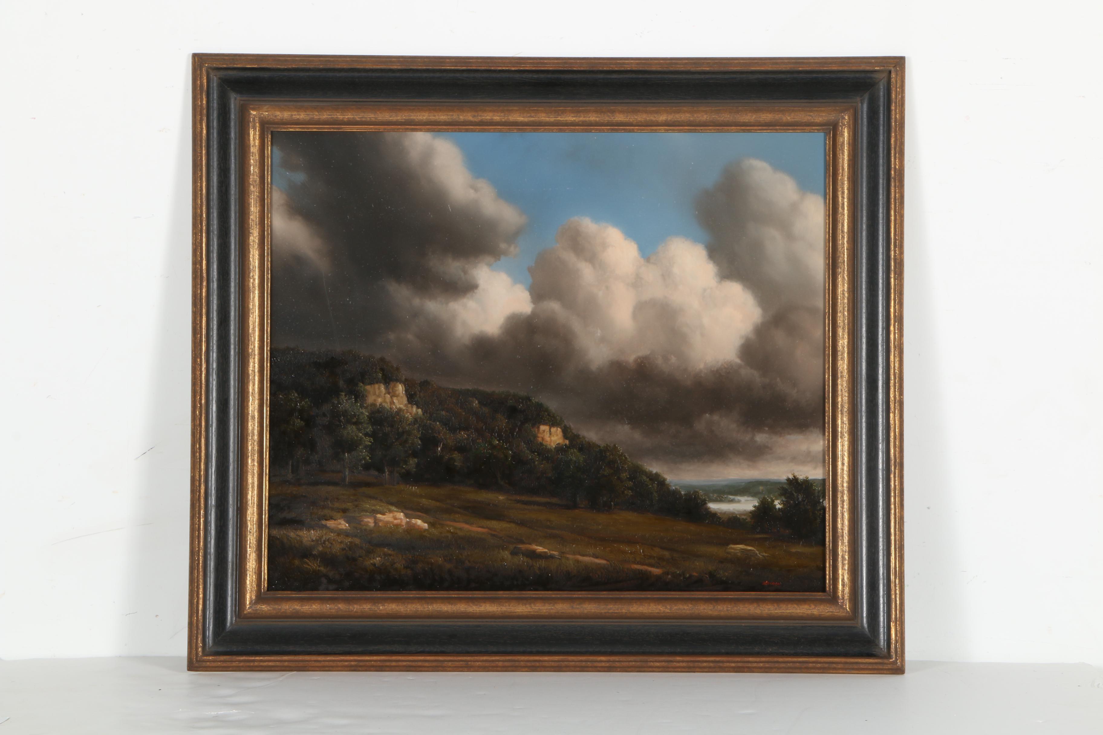 Thomas Locker Oil Painting on Board of a Sweeping Landscape