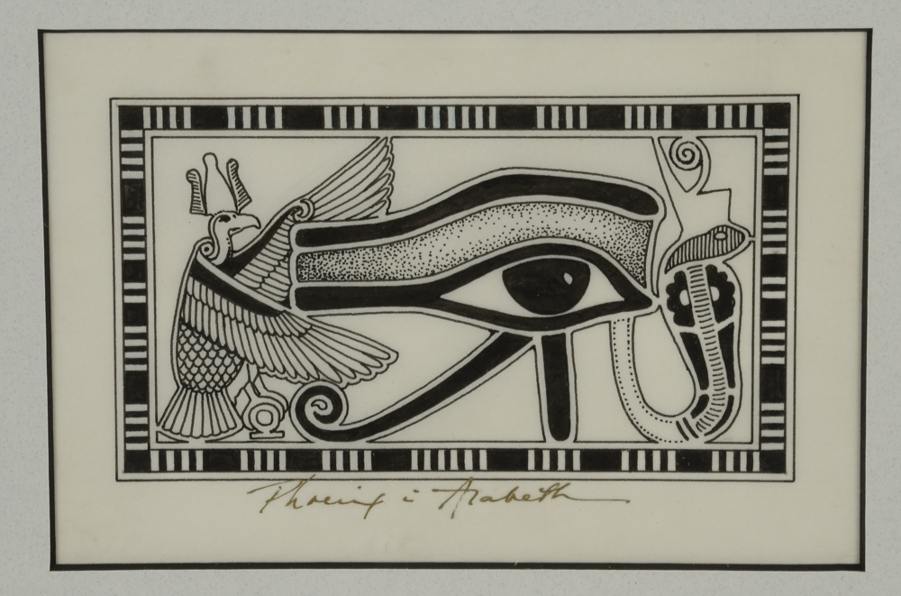 Original Pen & Ink Egyptian-Themed Drawing by Phoenix & Arabeth