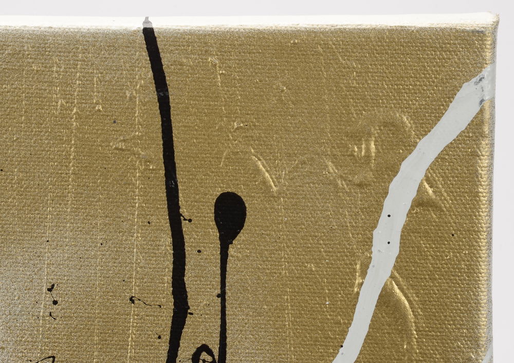 Robbie Kemper Original Abstract Acrylic and Spray Paint on Canvas "Silver Gold and Black"