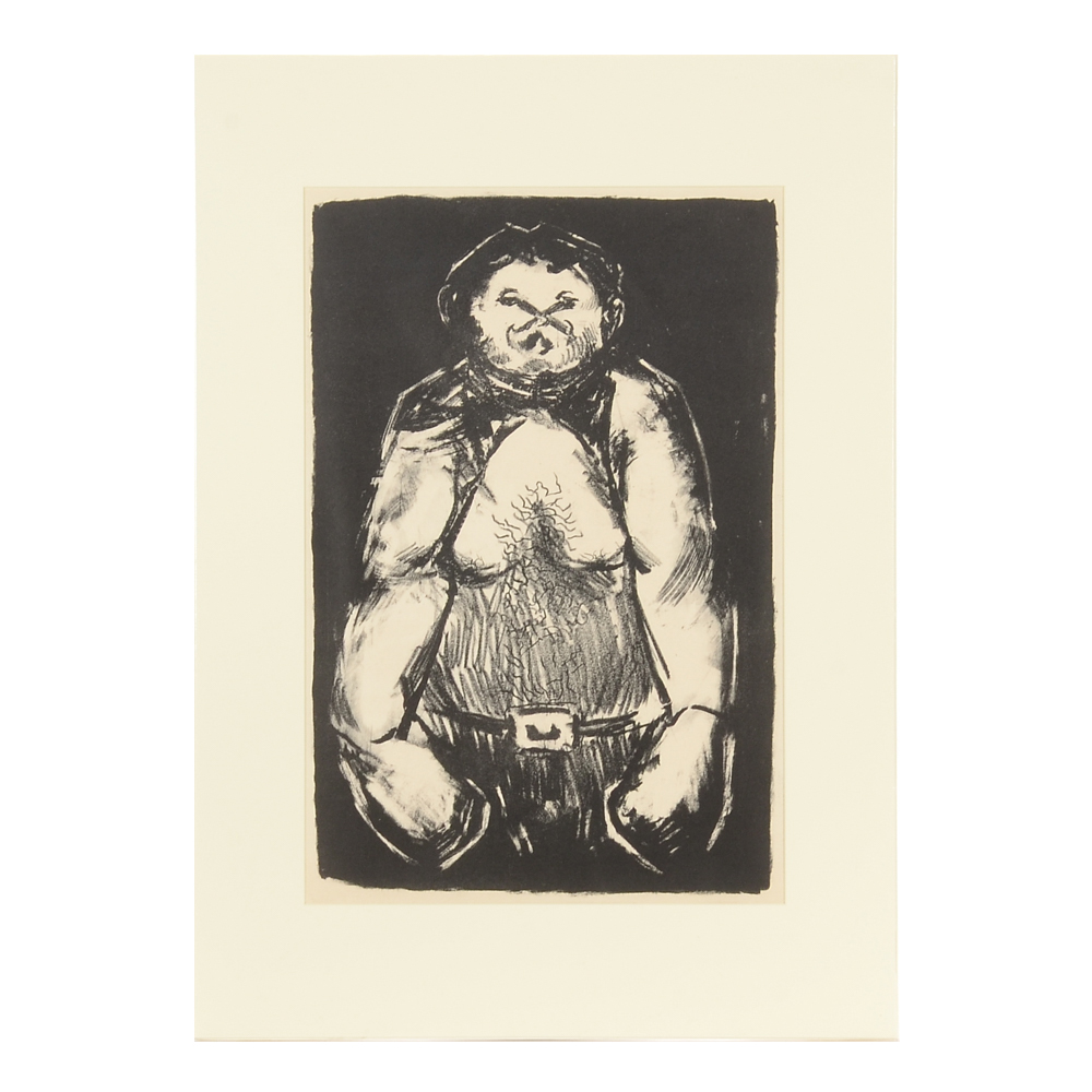 Arthur Helwig Original Stone Lithograph "The Pugilist"