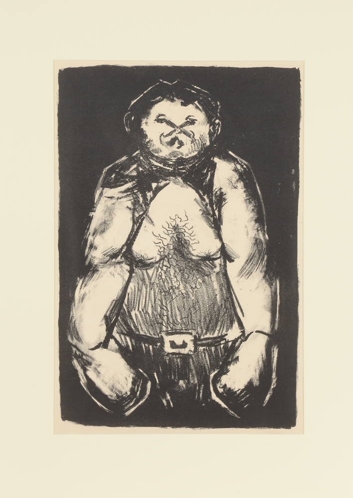 Arthur Helwig Original Stone Lithograph "The Pugilist"