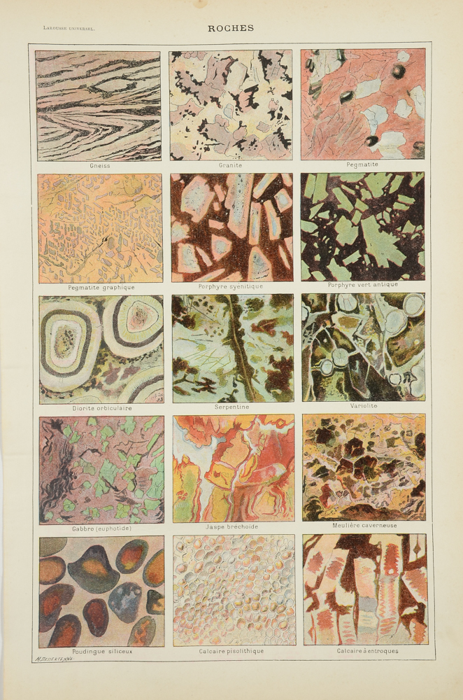 Antique Maurice Dessertenne Chromolithograph Rock Illustration