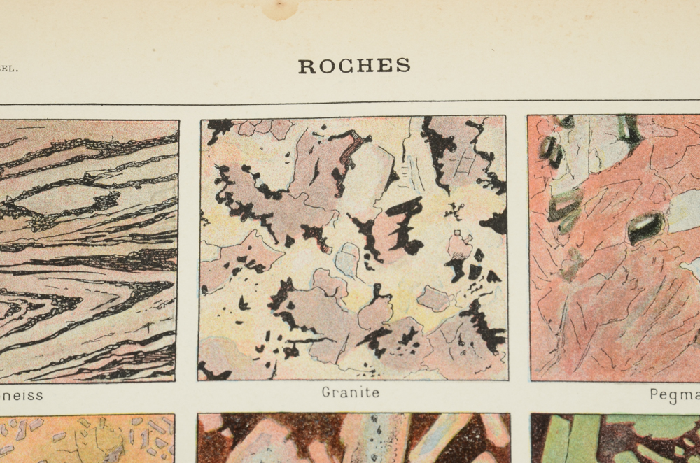 Antique Maurice Dessertenne Chromolithograph Rock Illustration