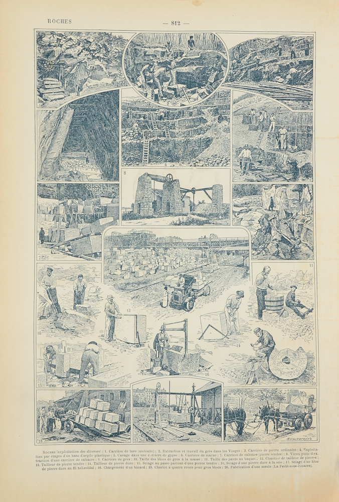 Antique Maurice Dessertenne Chromolithograph Rock Illustration