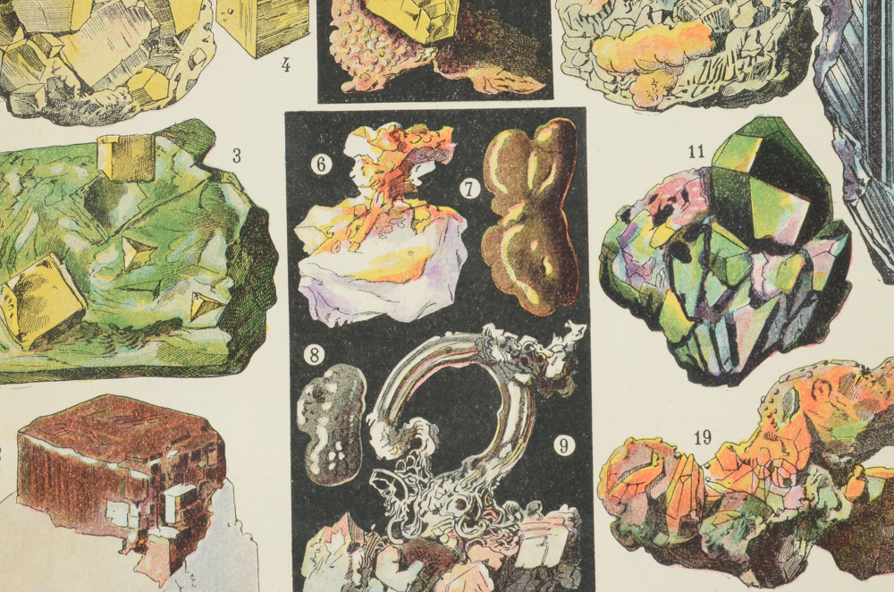 Antique Maurice Dessertenne Chromolithograph Mineral Illustration