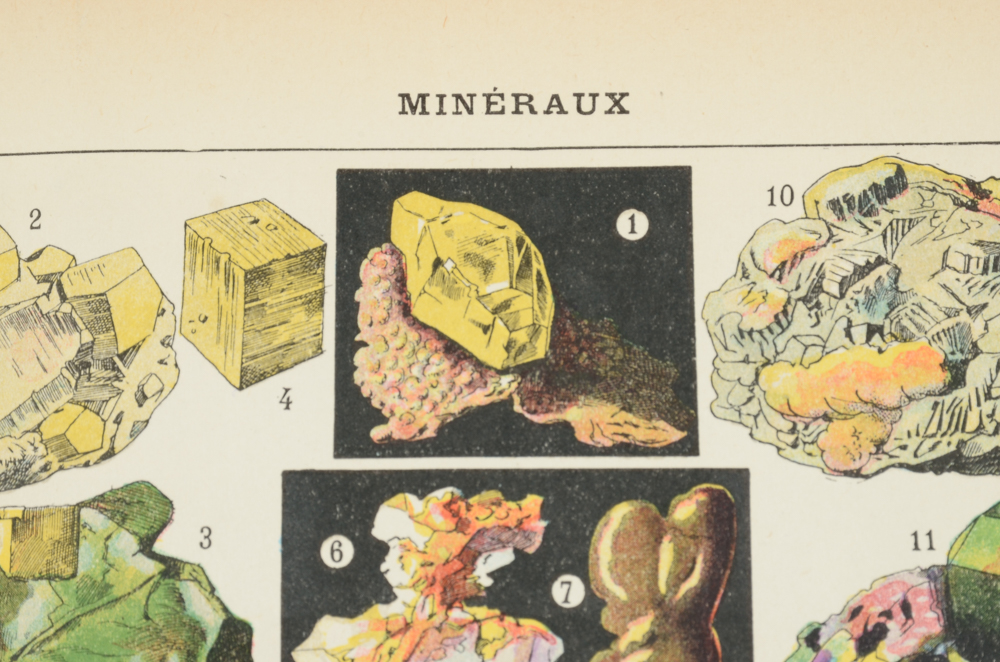Antique Maurice Dessertenne Chromolithograph Mineral Illustration