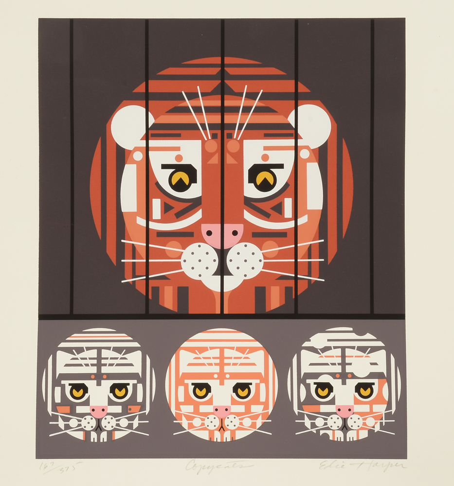 Edie Harper Original 1987 Limited Edition Serigraph "Copycats"