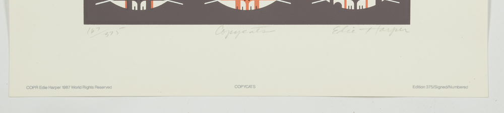 Edie Harper Original 1987 Limited Edition Serigraph "Copycats"