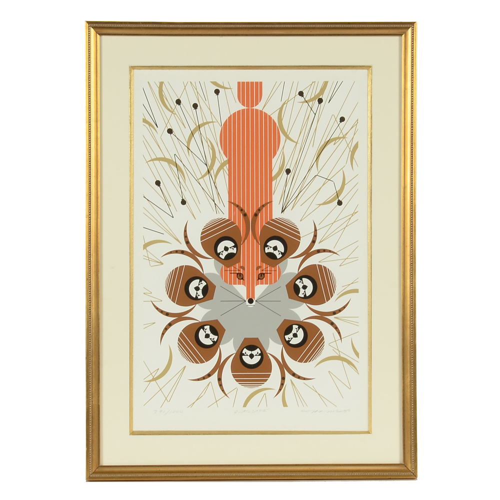 Charley Harper Signed 1983 Limited Edition Serigraph "Quailsafe"