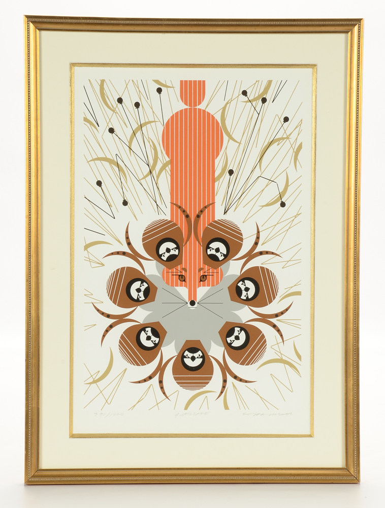 Charley Harper Signed 1983 Limited Edition Serigraph "Quailsafe"