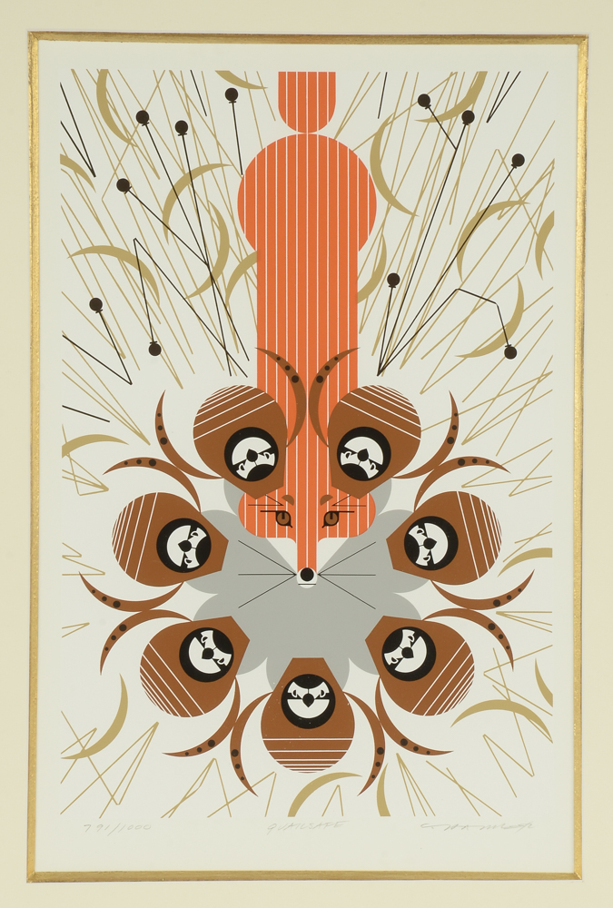Charley Harper Signed 1983 Limited Edition Serigraph "Quailsafe"