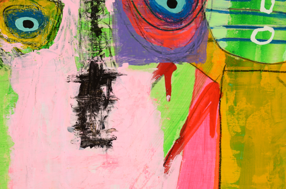 Bob Hoke Original 2015 Outsider Art Acrylic Painting on Plywood "Circus Bingo"