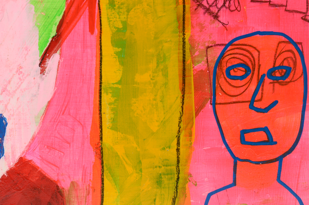 Bob Hoke Original 2015 Outsider Art Acrylic Painting on Plywood "Circus Bingo"