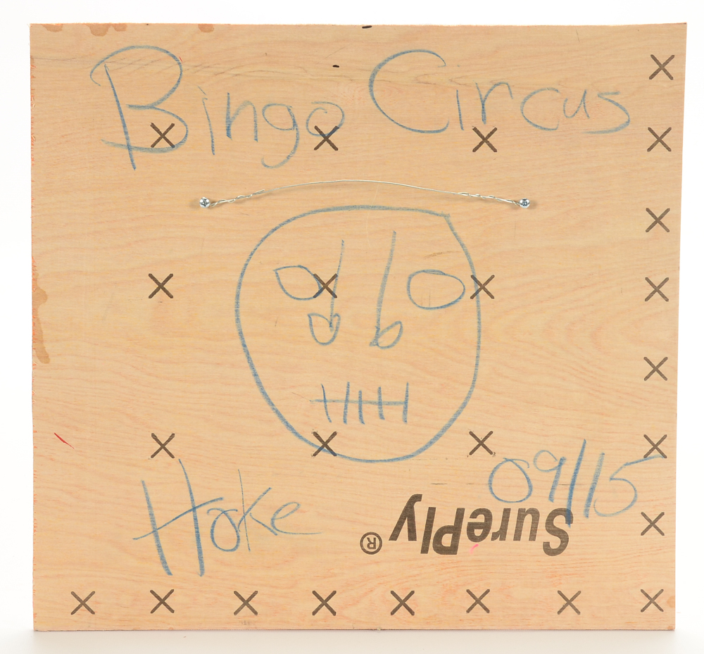 Bob Hoke Original 2015 Outsider Art Acrylic Painting on Plywood "Circus Bingo"
