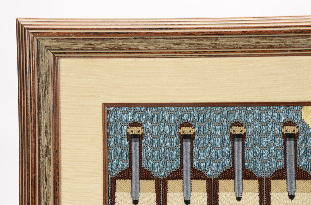 Framed Needlepoint after Charley Harper "Pier Group"