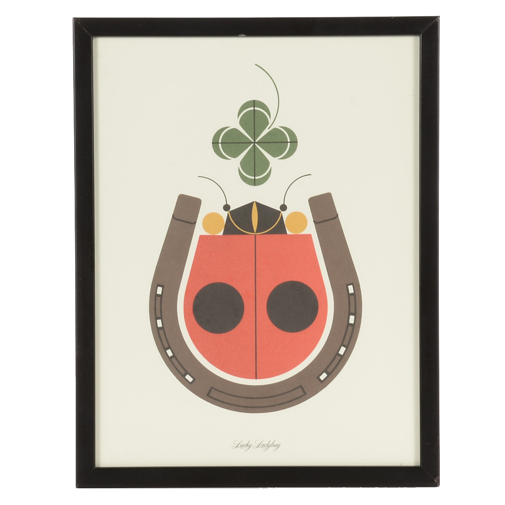 Charley Harper Open Edition Lithograph "Lucky Ladybug"
