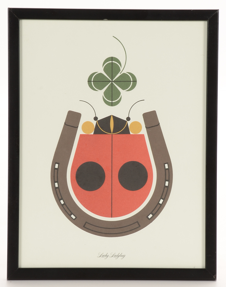 Charley Harper Open Edition Lithograph "Lucky Ladybug"