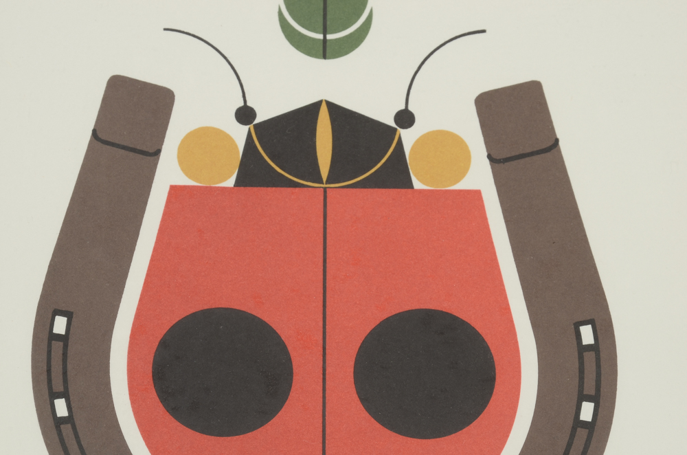 Charley Harper Open Edition Lithograph "Lucky Ladybug"